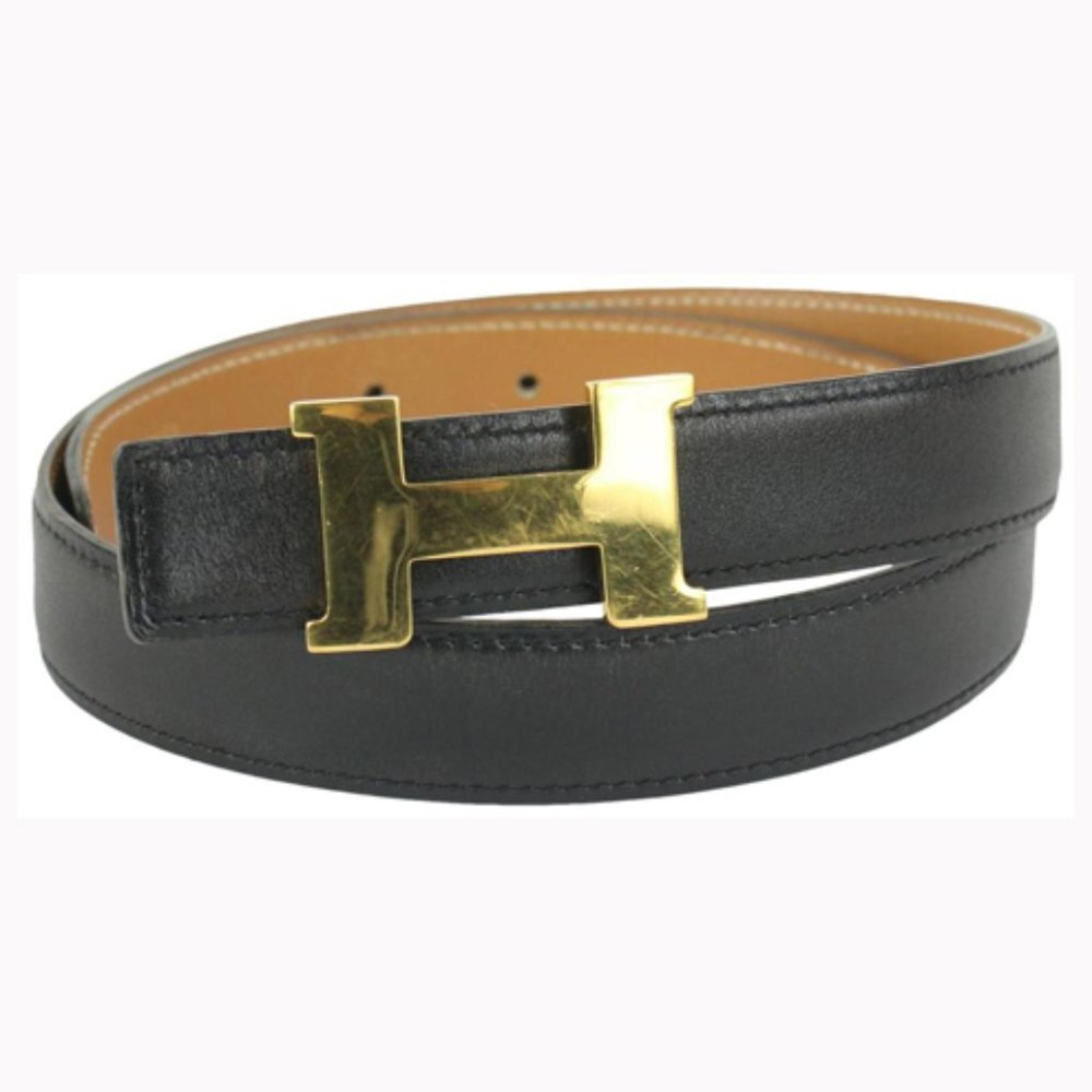 Hermès Black x Brown 24mm Reversible H Logo Belt